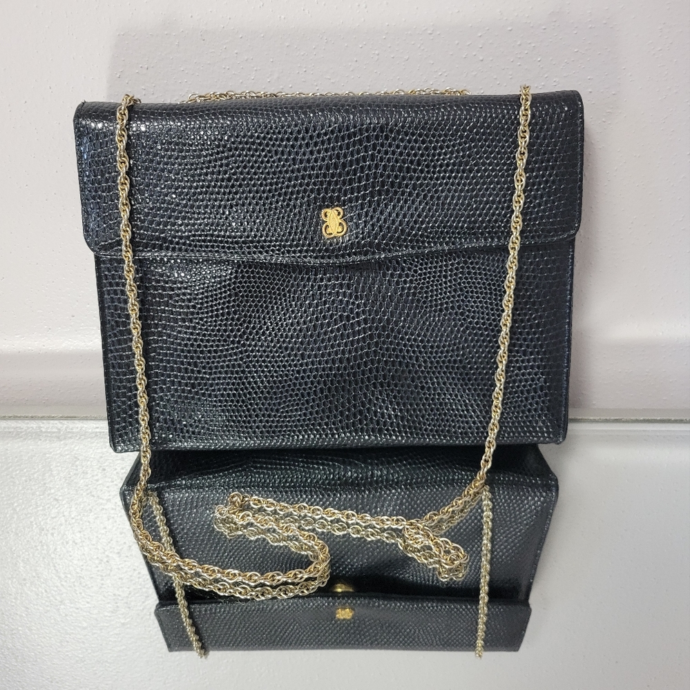 Vintage Morris Moskowits Black Leather Evening Handbag